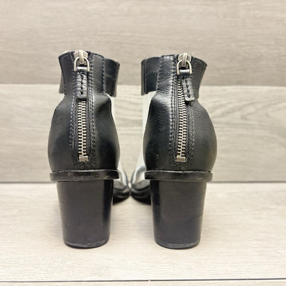 Frye Brielle Black Leather Ankle Strap Block Heel Sandals Size 6 - Picture 3 of 14